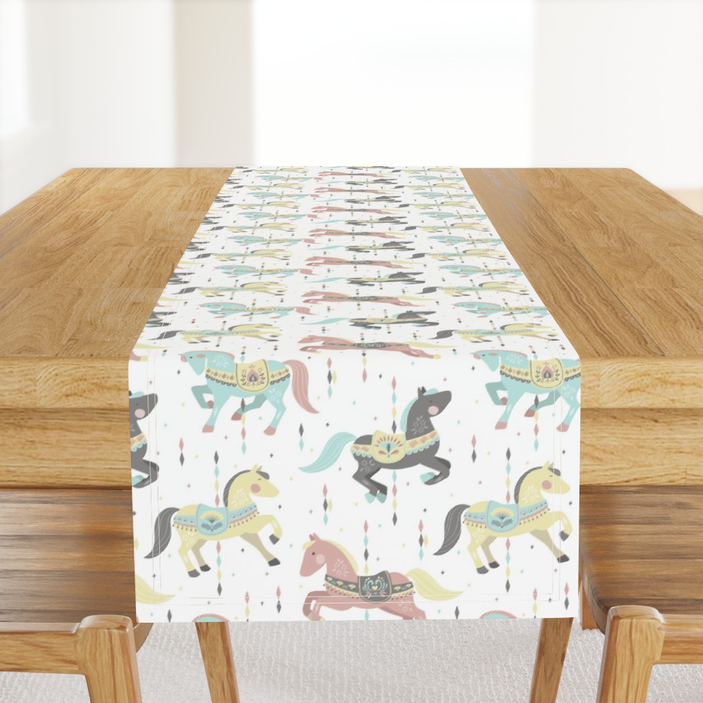 Carousel Horses // by petite_circus // mint cream gray white pastel // cute kids baby nursery //