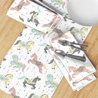 Carousel Horses // by petite_circus // mint cream gray white pastel // cute kids baby nursery //