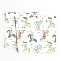 Carousel Horses // by petite_circus // mint cream gray white pastel // cute kids baby nursery //