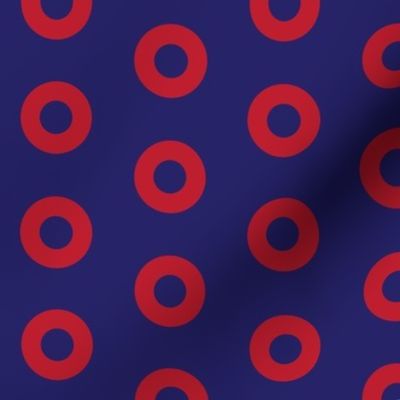 Phish Red Donuts -Red Donut Circles on Blue