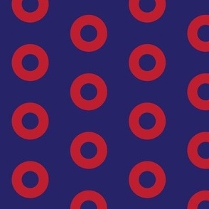 Phish Red Donuts -Red Donut Circles on Blue