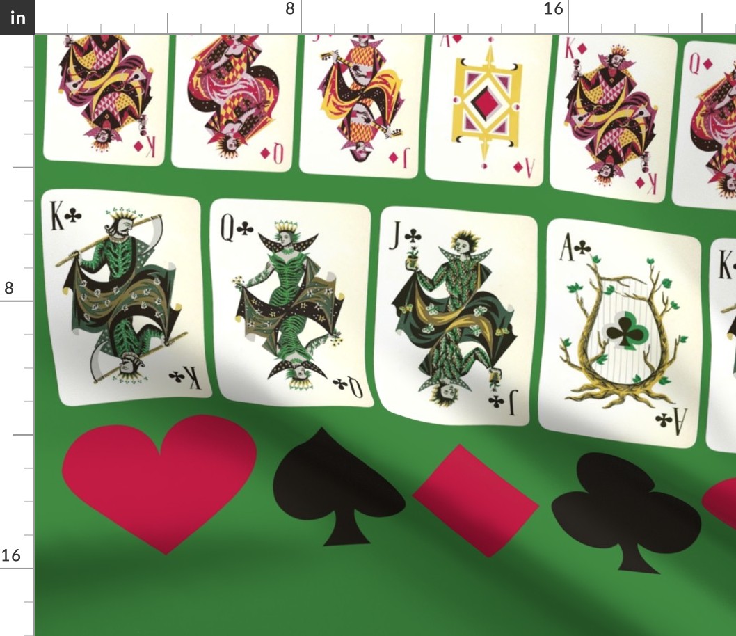 Green Playing Cards Border Print