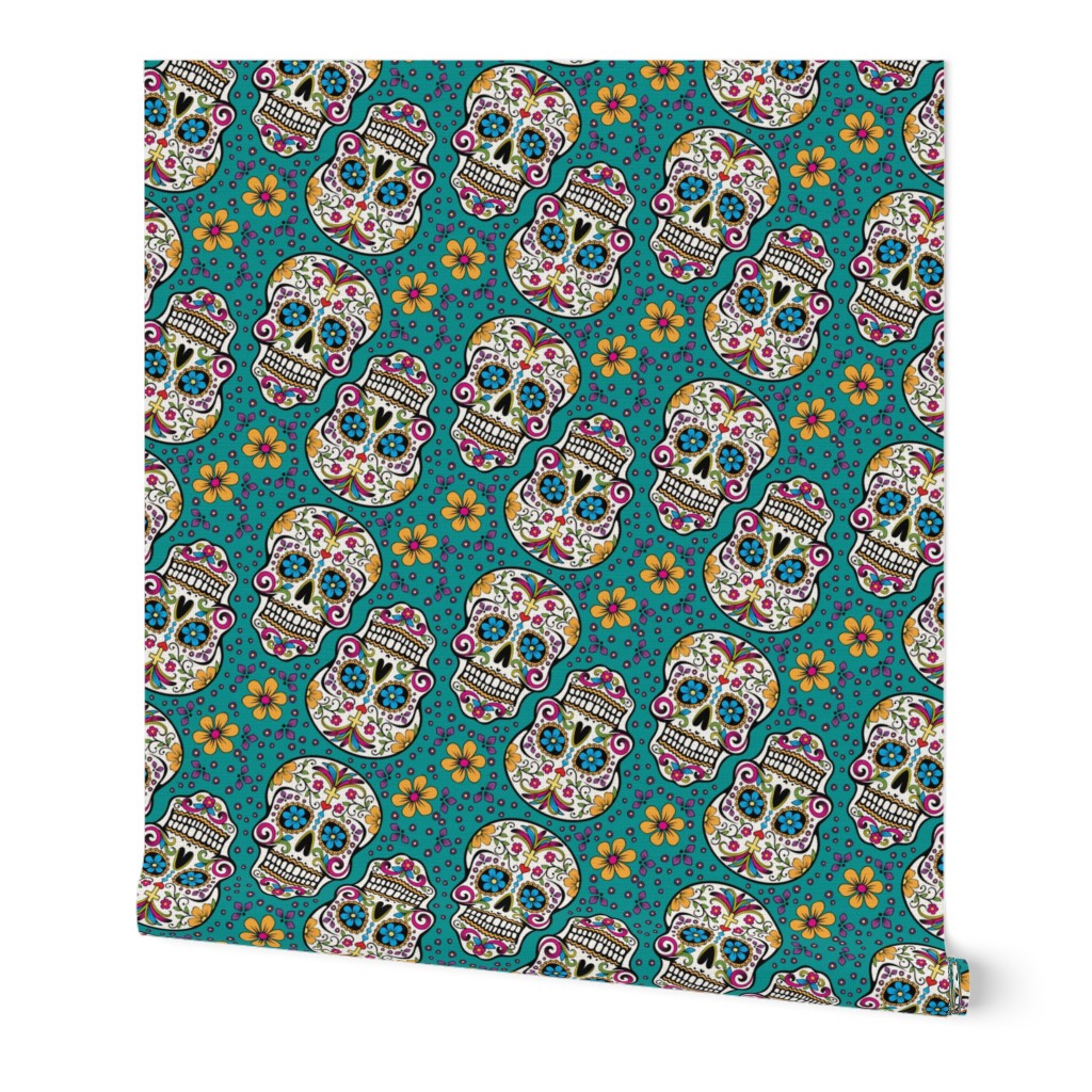 Sugar Skull Day Of The Dead Teal
