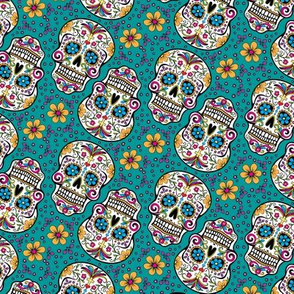 Sugar Skull Day Of The Dead Teal