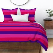 Stripes - Horizontal - 4 inch (10.16cm) - Mid Pink (#dd2695), Dark Pink (#d30053) and Purple (#4d008a)