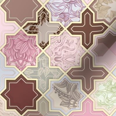 Decorative Geometric Tiles in Neapolitan Colors