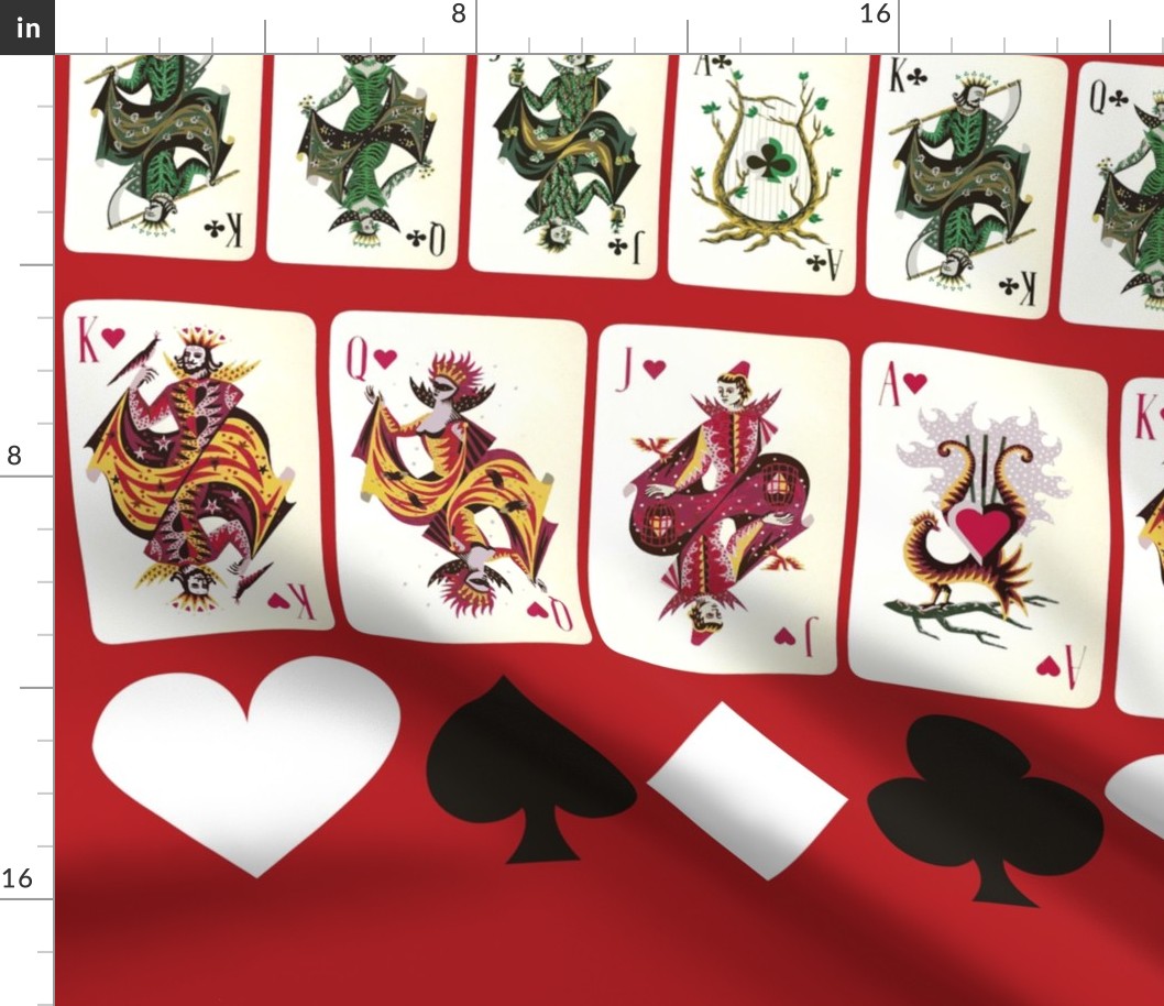 Red Playing Cards Border Print