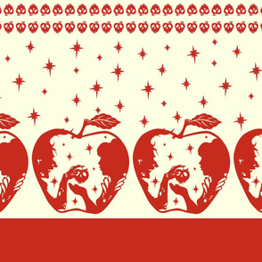 Snow White Apple Border Print