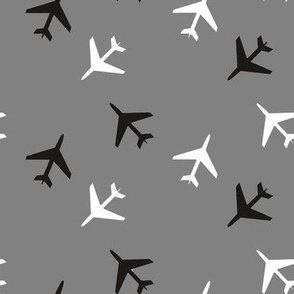 Black_and_White_Airplanes_Gray_Background