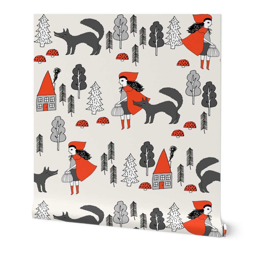 Red Riding Hood fabric - Off White by Andrea Lauren 