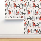 Red Riding Hood fabric - Off White by Andrea Lauren 