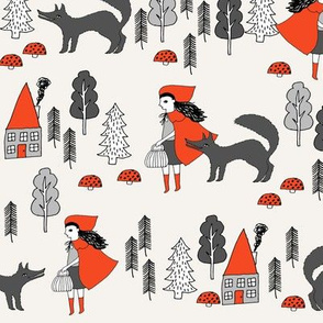 Red Riding Hood fabric - Off White by Andrea Lauren 