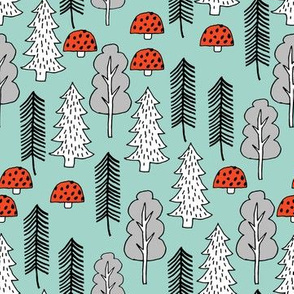 Trees - Red Riding Hood - Pale Turquoise by Andrea Lauren 
