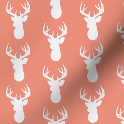 Deer Silhouette in White on Coral