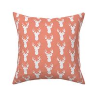 Deer Silhouette in White on Coral
