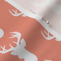 Deer Silhouette in White on Coral