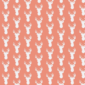 Deer Silhouette in White on Coral