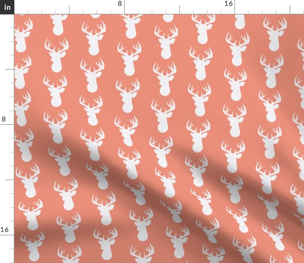 Deer Silhouette in White on Coral