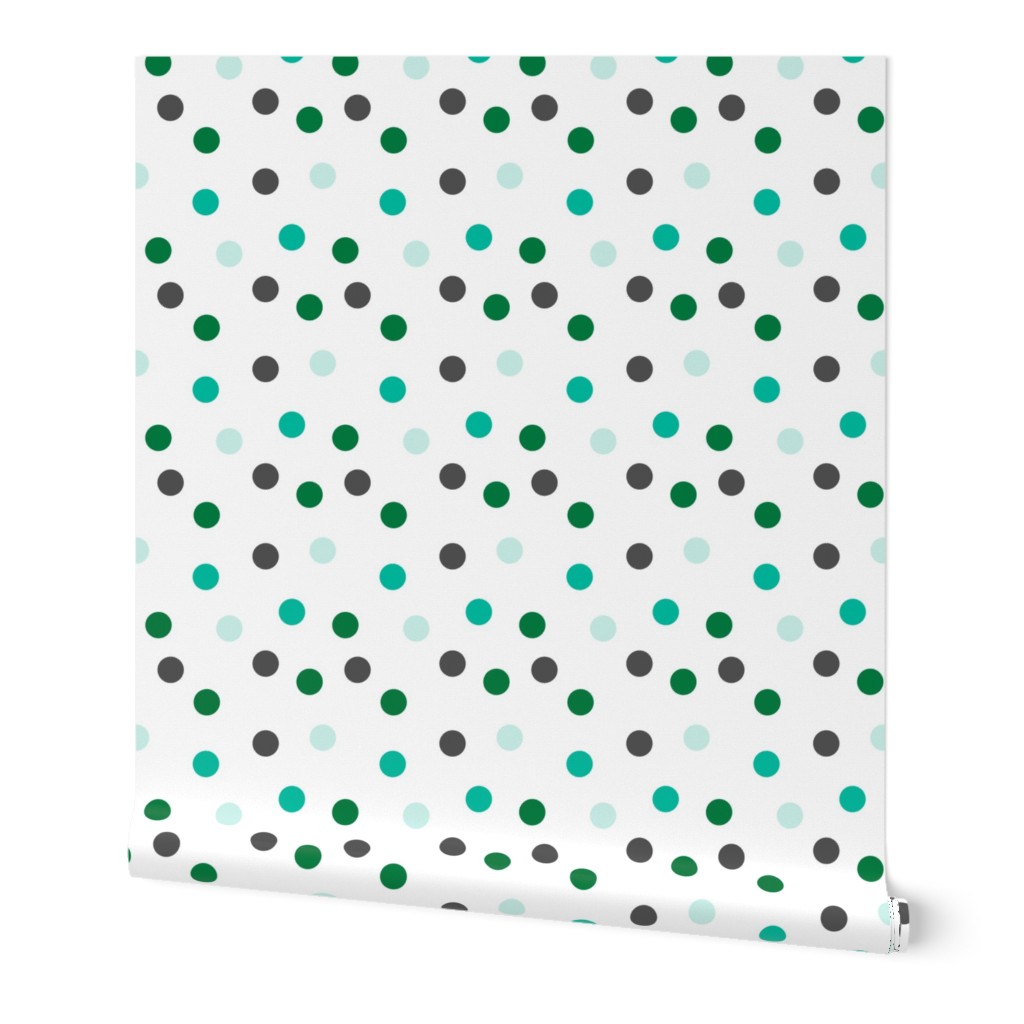 Christmas Dots Coordinate - Kelly Green, Ivy Green, Pale Turquoise on White by Andrea Lauren