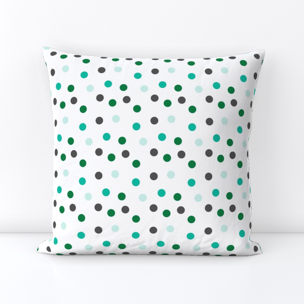 Christmas Dots Coordinate - Kelly Green, Ivy Green, Pale Turquoise on White by Andrea Lauren