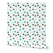 Christmas Dots Coordinate - Kelly Green, Ivy Green, Pale Turquoise on White by Andrea Lauren