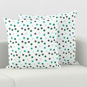 Christmas Dots Coordinate - Kelly Green, Ivy Green, Pale Turquoise on White by Andrea Lauren