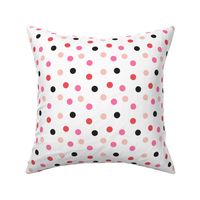 Christmas Dots Coordinate - Rudolph Red, Raspberry, Pale Pink on White by Andrea Lauren