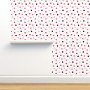 Christmas Dots Coordinate - Rudolph Red, Raspberry, Pale Pink on White by Andrea Lauren