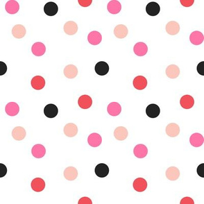 Christmas Dots Coordinate - Rudolph Red, Raspberry, Pale Pink on White by Andrea Lauren