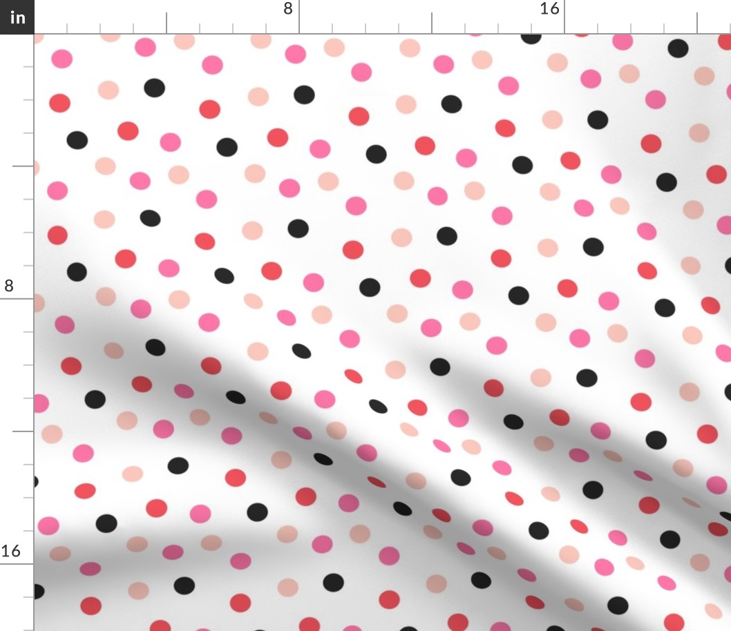 Christmas Dots Coordinate - Rudolph Red, Raspberry, Pale Pink on White by Andrea Lauren