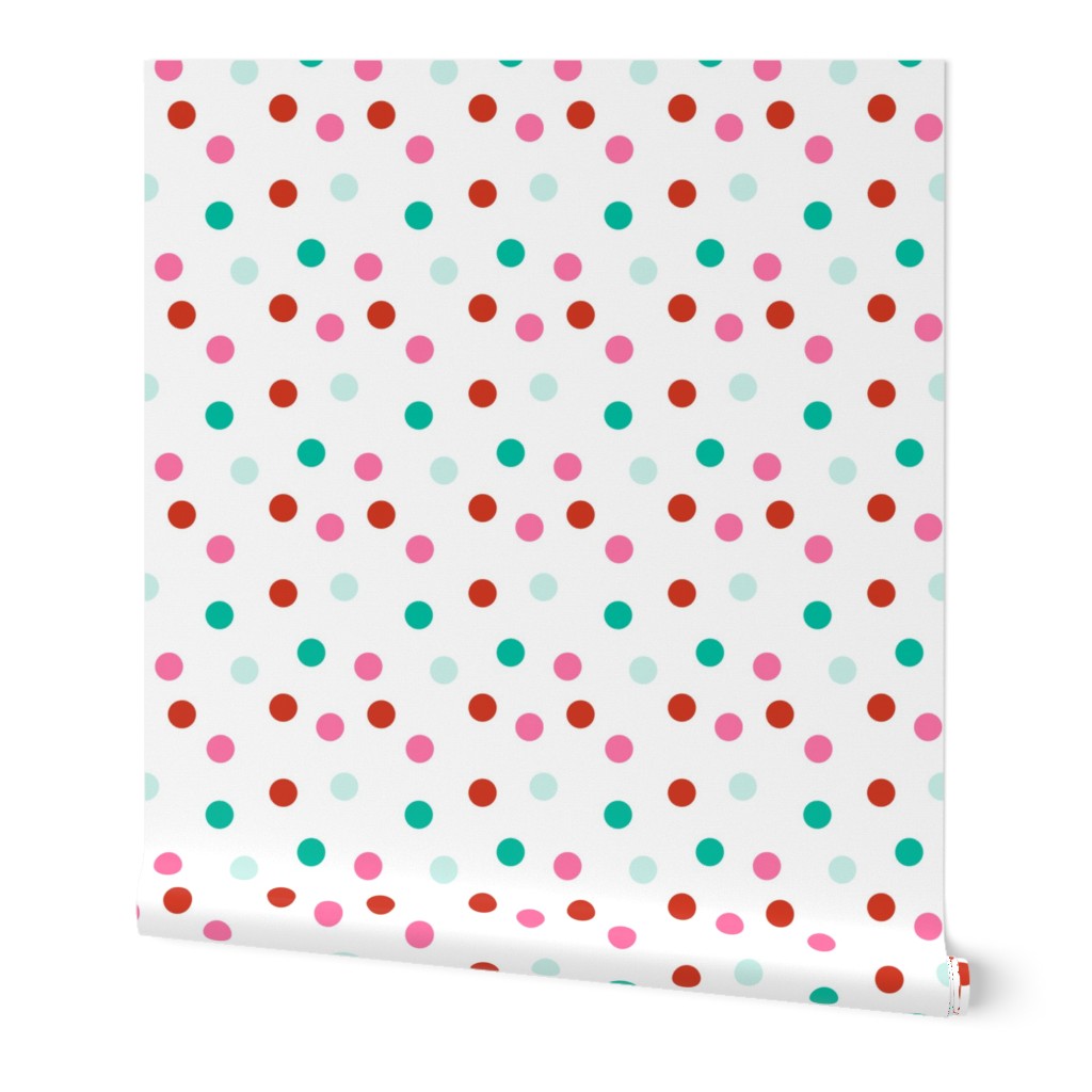 Christmas Dots - Scarlet, Raspberry, Ivy Green by Andrea Lauren