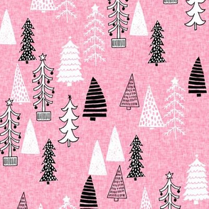 christmas tree forest // pink christmas trees holiday xmas tree design xmas fabric cute holiday trees andrea lauren fabric