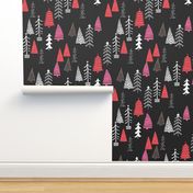 christmas tree forest // christmas trees forest pink and red trees holiday xmas fabric tree design andrea lauren fabric