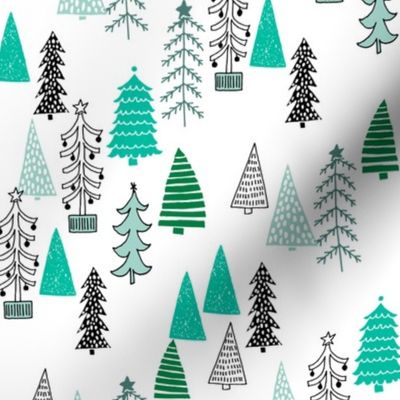 christmas tree forest // green tree green tree forest fabric cute christmas tree design