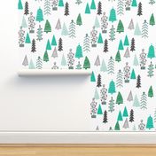 christmas tree forest // green tree green tree forest fabric cute christmas tree design