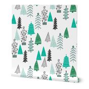 christmas tree forest // green tree green tree forest fabric cute christmas tree design