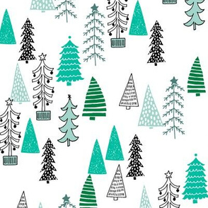 christmas tree forest // green tree green tree forest fabric cute christmas tree design