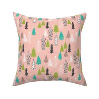 christmas tree forest // christmas pink and green cute tree fabric pink and green christmas design best christmas fabric