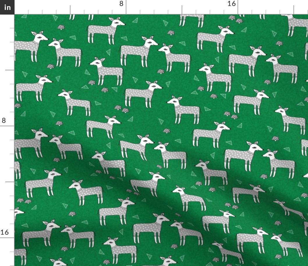 Reindeer Pajamas - Kelly Green Linen with Slate Grey PJs by Andrea Lauren