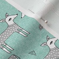 Reindeer Pajamas - Slate Grey and Pale Turquoise by Andrea Lauren