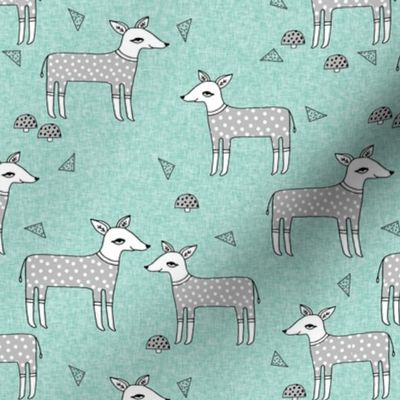 Reindeer Pajamas - Slate Grey and Pale Turquoise by Andrea Lauren