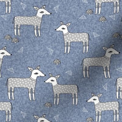 Reindeer Pajamas - Stonewash Blue and Slate Grey by Andrea Lauren