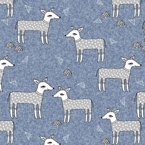 Reindeer Pajamas - Stonewash Blue and Slate Grey by Andrea Lauren