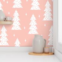 christmas tree fabric // cute christmas pastel pink light christmas fabric trees winter