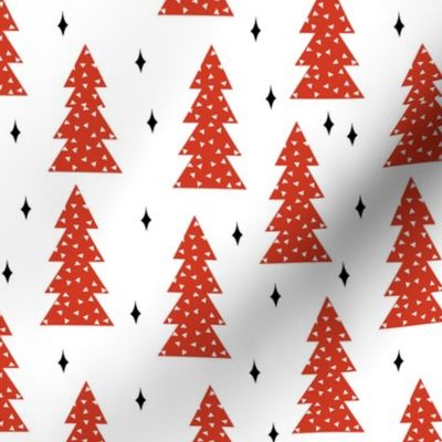 christmas tree // trees red and white scandi cute winter holiday xmas tree fabric andrea lauren fabric