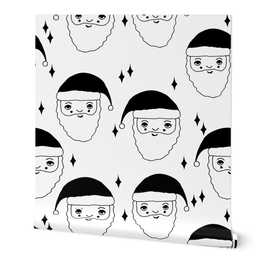 santa // christmas xmas holiday father christmas santa claus cute kids black and white holiday