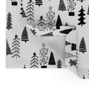 Christmas Tree Forest - Black and White by Andrea Lauren 