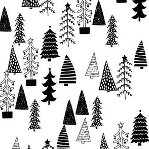 Christmas Tree Forest - Black and White by Andrea Lauren 