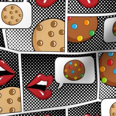 Pop Art: Cookies Chat - Red + Bg B&W