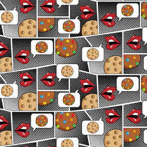 Pop Art: Cookies Chat - Red + Bg B&W